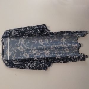 Blue floral sheer kimono/swim suit cover up